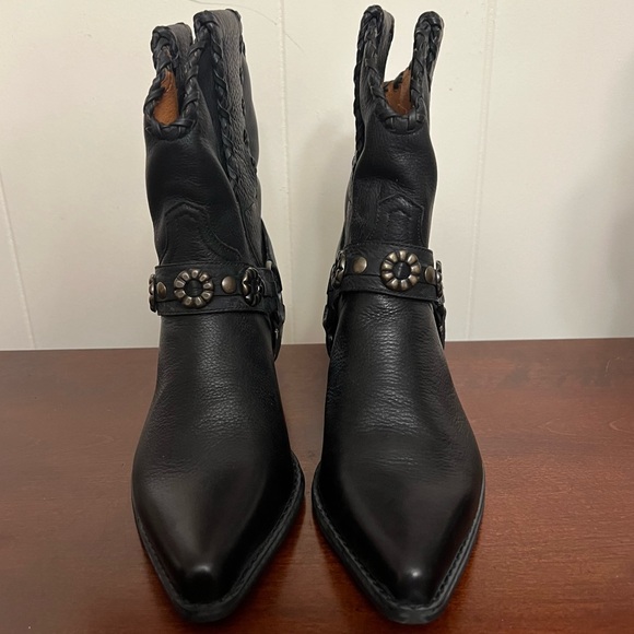 Vintage Nine West western boots with harness black leather block heel 6.5 - Picture 4 of 8